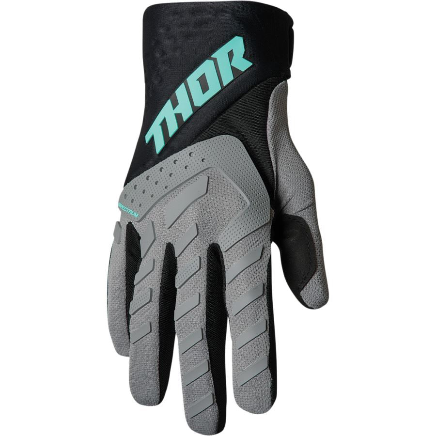 Thor 2025 Youth Spectrum Grey Black Mint Motocross Gloves